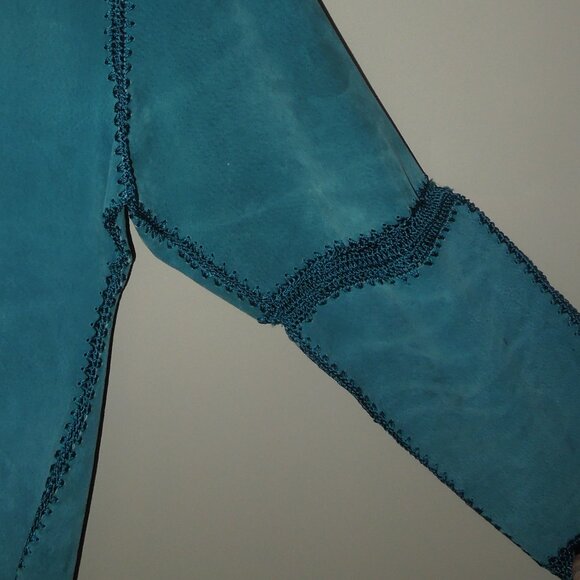 Turquoise Blue Jacket with Crochet Trim Detail Size S New Vintage - Picture 5 of 5